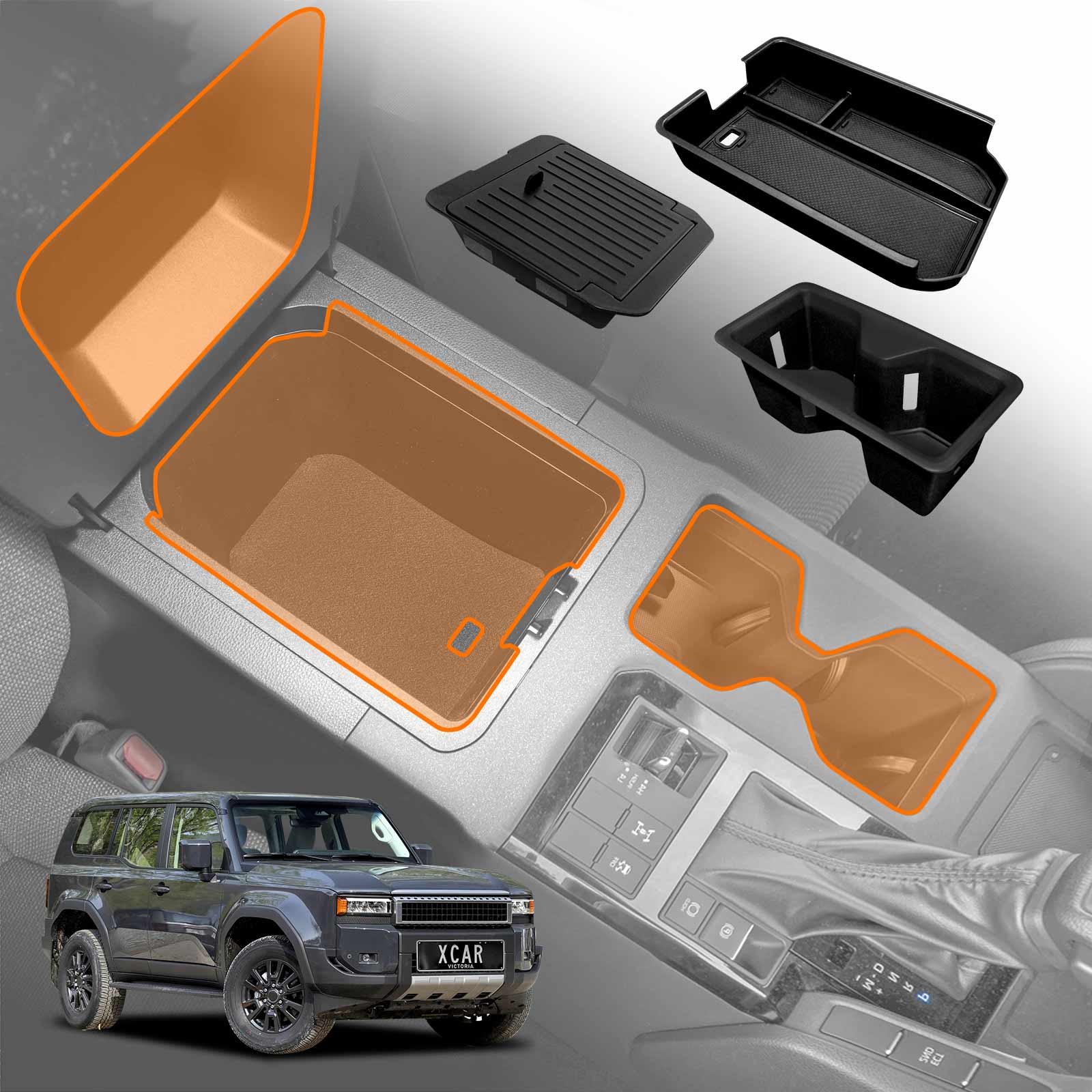 Centre Console Organiser Tray for Toyota Prado 250 Series GX/GXL witho ...
