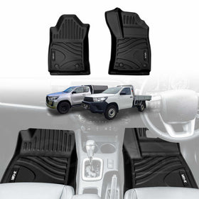 3D Front Floor Mats for Toyota Hilux Auto Single / Extra Cab 2016-2025 All-Weather Car Liners