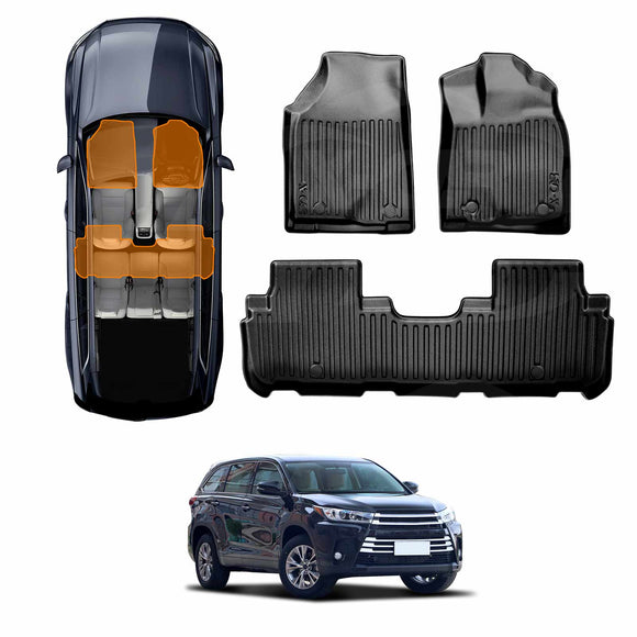 X-CAR 3D all weather floor mat set for Toyota Kluger 2014–2021 front and rear rows.