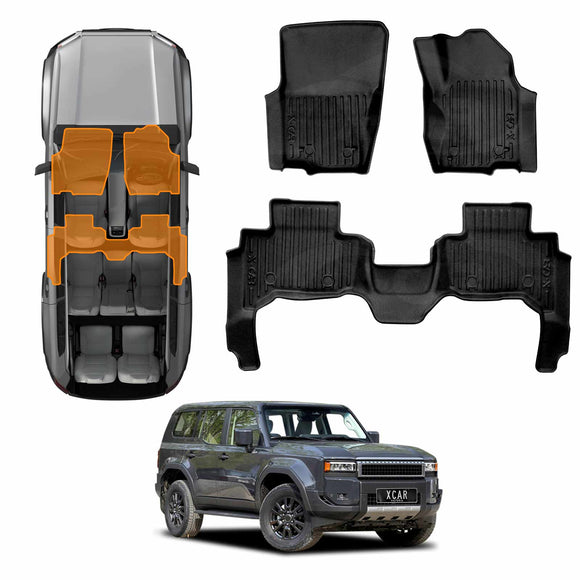 3D Floor Mats for Toyota Prado 250 Series 7-Seater 2024-Onwards All-Weather Car Liners