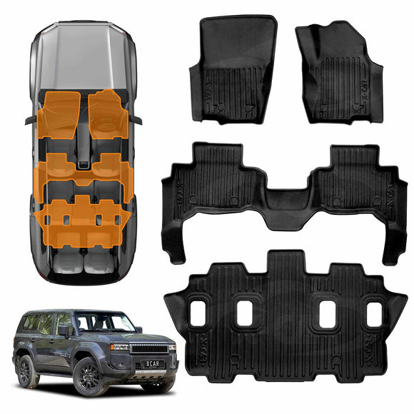 3D Floor Mats for Toyota Prado 250 Series 7-Seater 2024-Onwards All-Weather Car Liners