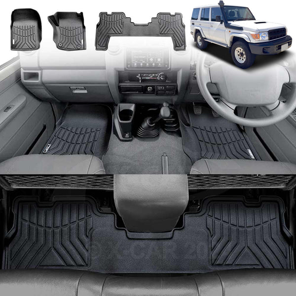 3D Floor Mats for Toyota Landcruiser 79/76 Series Dual Cab 2012-2022 All-Weather Car Liners