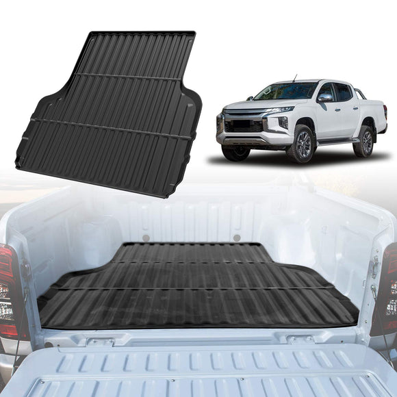 X-CAR tub liner designed for a Mitsubishi Triton MQ MR Double Cab, installed in the cargo area of the truck.