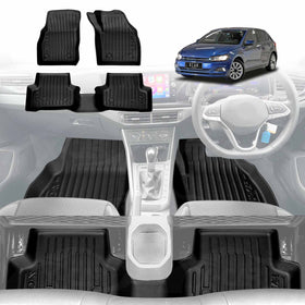3D Floor Mats for Volkswagen Polo MK6 Hatch 2018-Onwards All-Weather Liners