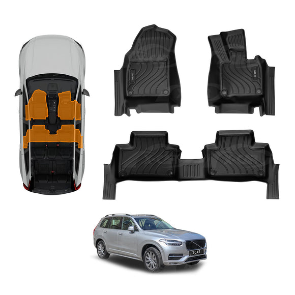 3D Floor Mats for Volvo XC90 PHEV 2015-Onwards All-Weather Car Liners
