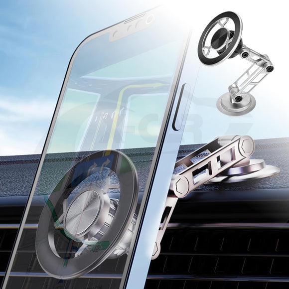 Foldable Magnetic MagSafe Phone Holder for iPhone and Android Adjustable Dashboard & Windshield Mount with Alloy Construction