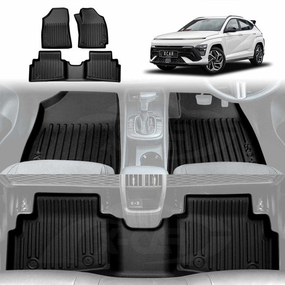 X-CAR Hyundai Kona 2023 onwards 3D all weather floor mats front and rear set