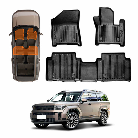 3D Floor Mats for Hyundai Santa Fe SantaFe 6/7 Seater 2024-Onwards All-Weather Liners