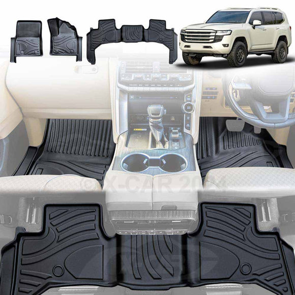 3D Floor Mats for Toyota Landcruiser 300 Series 2021-Onwards All-Weather Liners