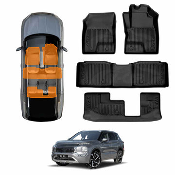 3D Floor Mats for Mitsubishi Outlander ZM Series PHEV 7-Seater 2021-Onwards All-Weather Car Liners