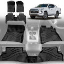 X-CAR 3D all-weather car floor mats installed in a Mitsubishi Triton MQ MR Series Double Cab vehicle interior.