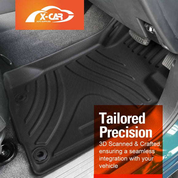 X-CAR 3D all-weather car floor mats installed in a Mitsubishi Triton MQ MR Series Double Cab vehicle interior.