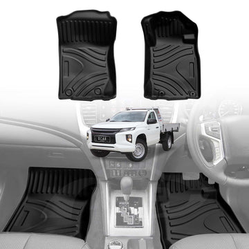 X-CAR 3D all-weather car floor mats for Mitsubishi Triton MQ MR 2015-2024 installed in a Mitsubishi Triton single cab interior.