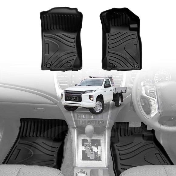 X-CAR 3D all-weather car floor mats for Mitsubishi Triton MQ MR 2015-2024 installed in a Mitsubishi Triton single cab interior.