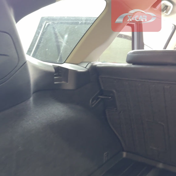 X-CAR boot liner and back seat protectors set for a Subaru Outback installed in the Outback cargo area.