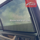 X-CAR window sun shade for rear windows of Subaru Outback 2015-2020 installed on the Outback windows.