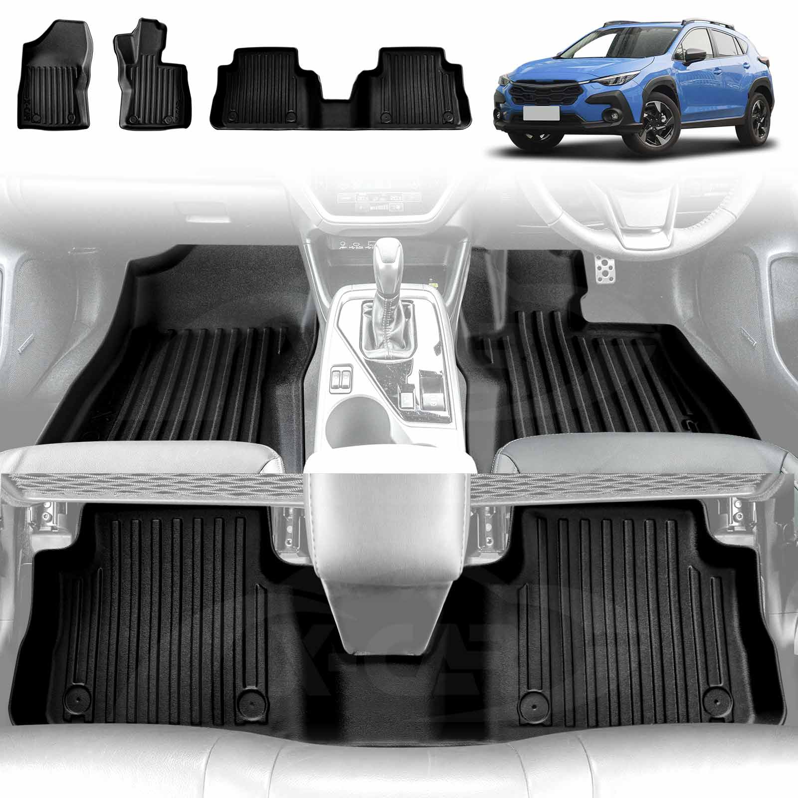 Fußmatten Gummimatten 3D Passform für Subaru Crosstrek Gummi Schwarz 4tlg