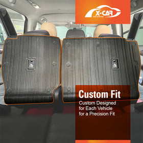 X-CAR back seat kick mats installed on the rear seat area.