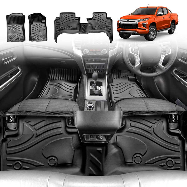 3D Floor Mats for Mitsubishi Triton MQ MR Double Cab 2015-2024 All-Weather Car Liners