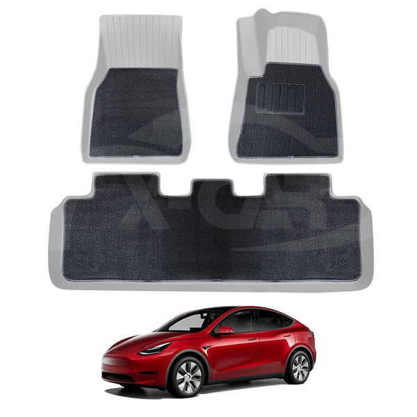 Car Floor Mats For Tesla Model Y 2021-2024 All-Weather 3D Heavy Duty Liners