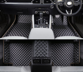 Custom leather car floor mats for Mazda CX-5 CX5 full set black diamond stitched PU leather interior liners