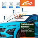 X-CAR Hyundai Kona 2017-2023 windscreen sun shade installed on the windshield.